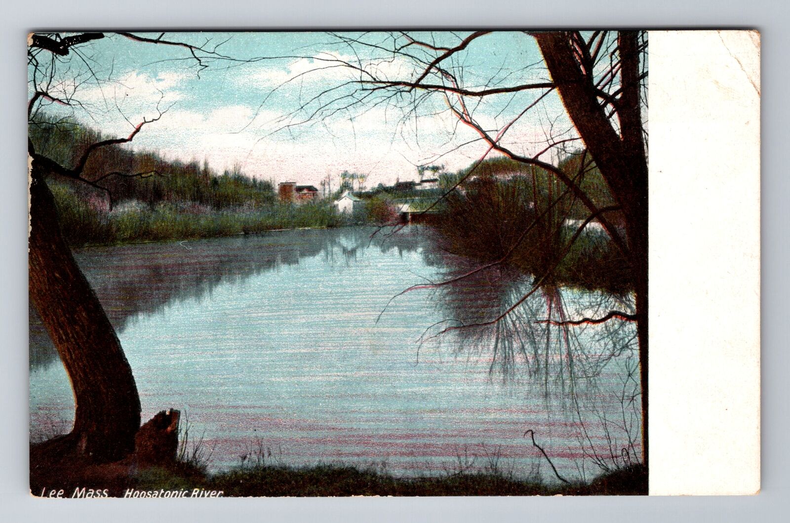 Lee MA-Massachusetts, Scenic Housatonic River View, Antique Vintage Postcard