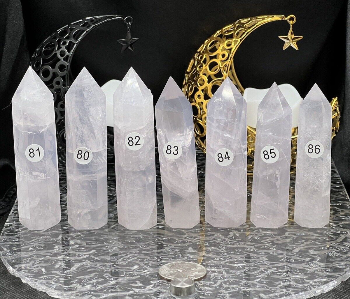 Natural Rare Lilac or Periwinkle Rose Quartz point Rainbow L@@K  & Gift