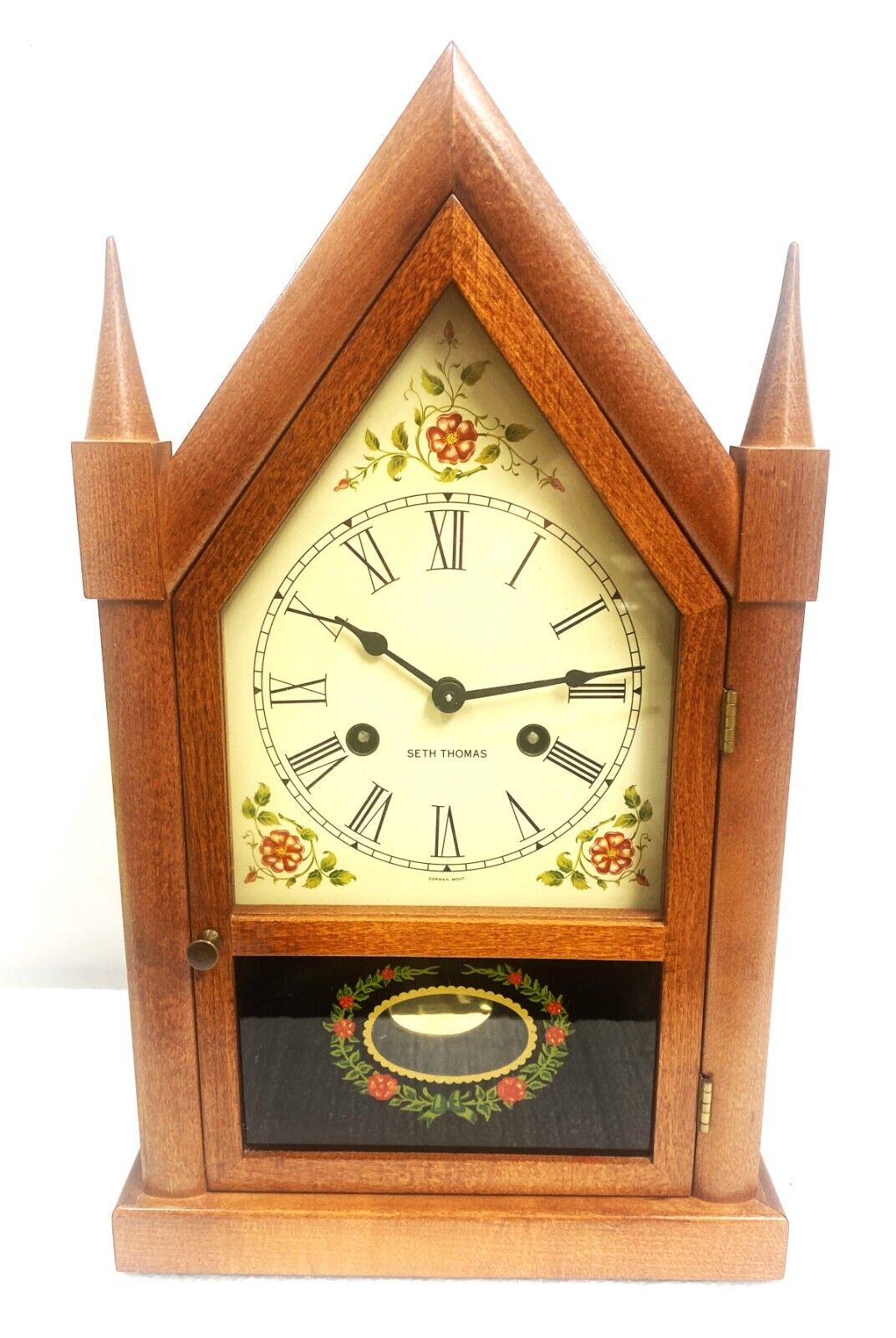 NICE: Vintage Seth Thomas Steeple Mechanical 8 Day Mantle Clock & Key - 2.1