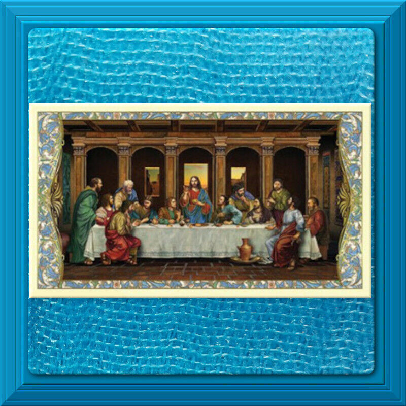 LAMINATED Holy Card GILDED GOLD Last Supper The Apostles Creed ROSARY Prayer  