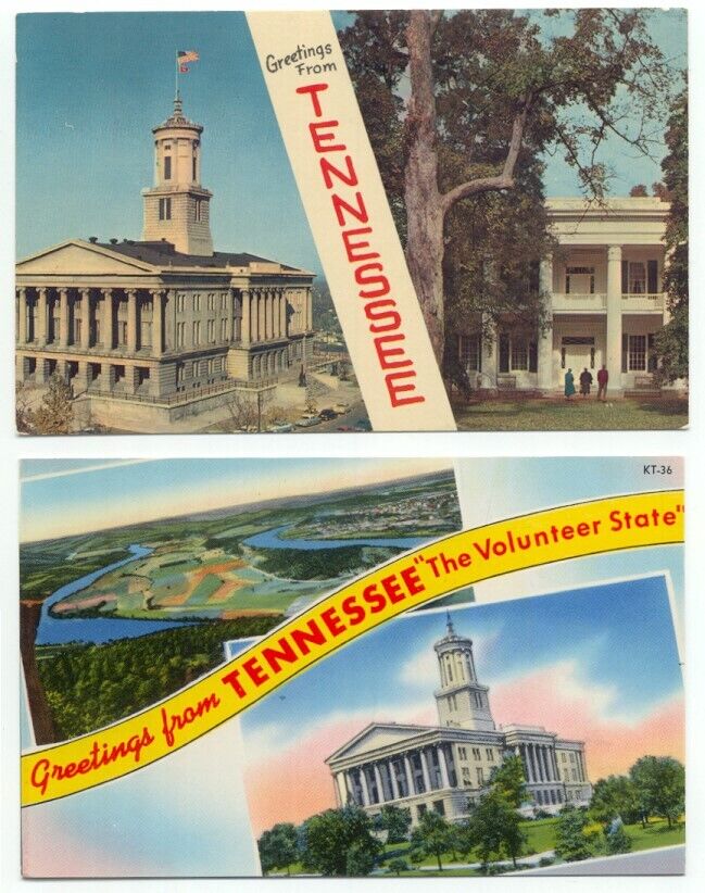 Greetings From Tennessee Lot of 2 Vintage Postcards 