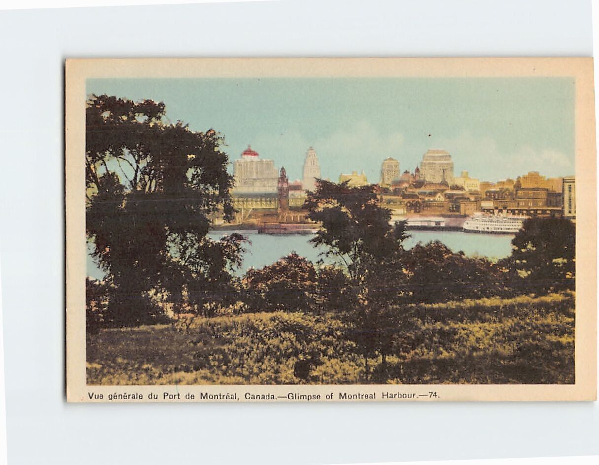 Postcard Glimpse of Montreal Harbour, Montreal, Canada
