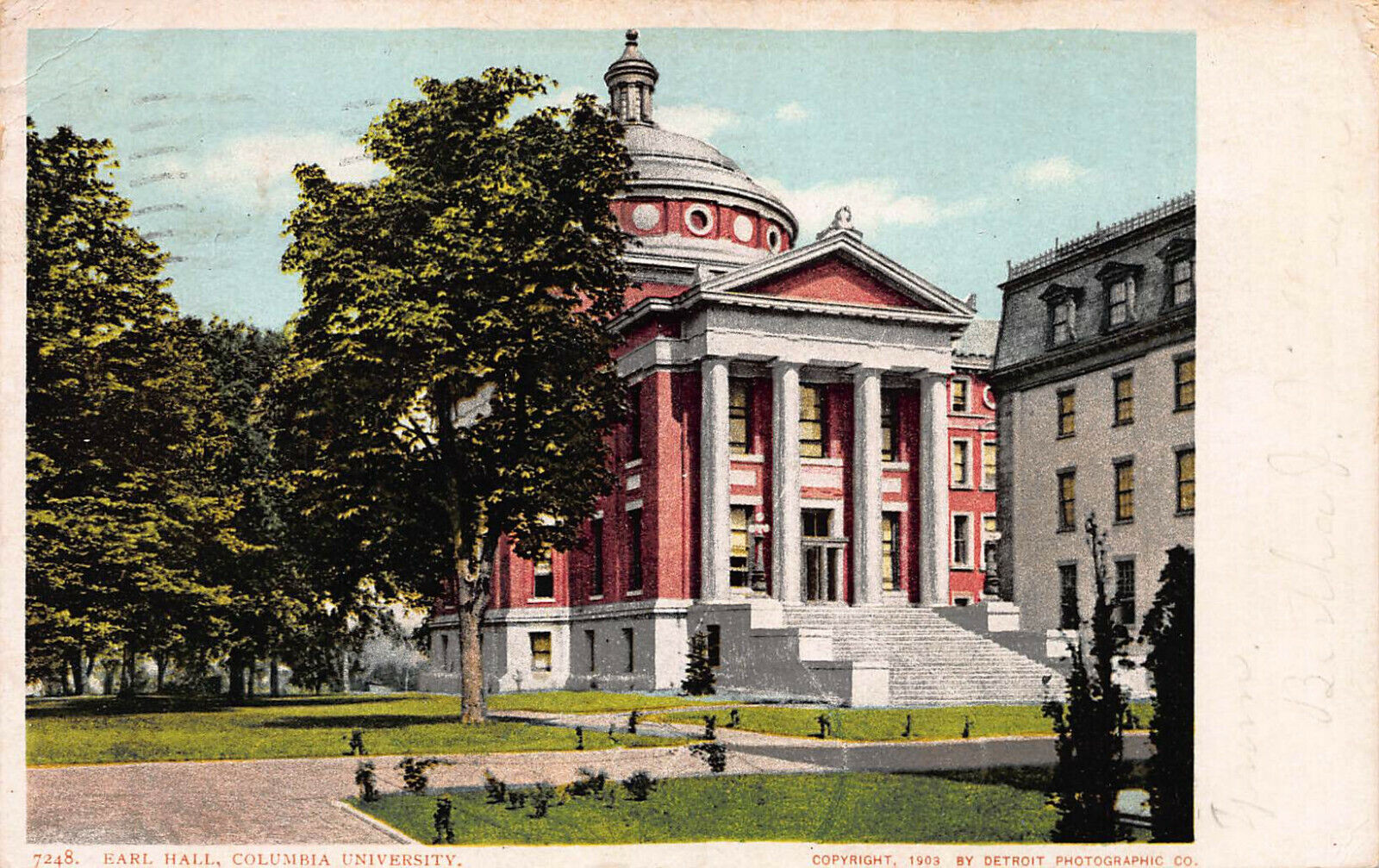 Earl Hall, Columbia University, New York, Postcard, Used in 1912, Detroit Pub.  