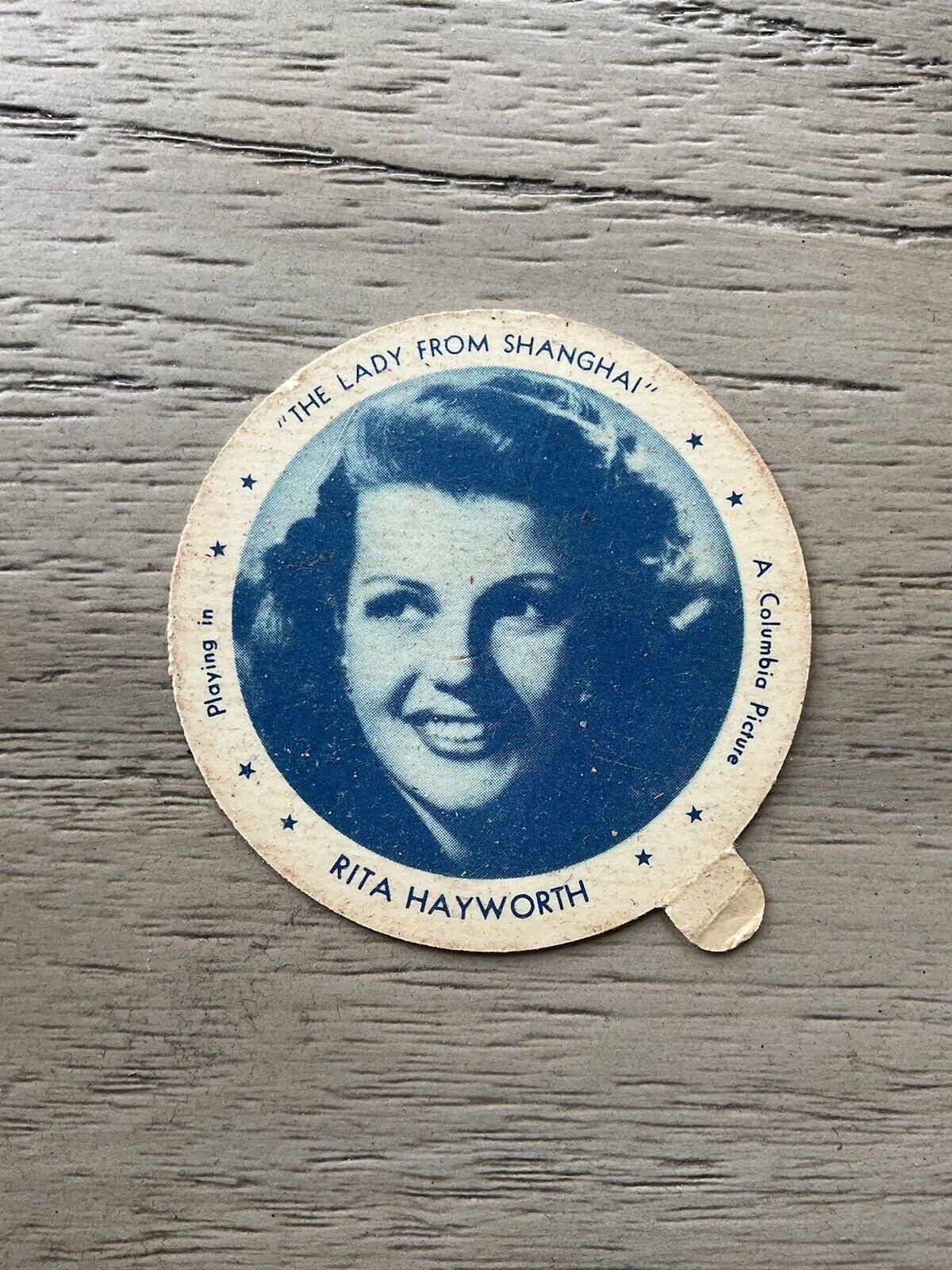 Rita Hayworth Rare Vintage Hoodsie Dixies Hood Ice Cream Lid Card
