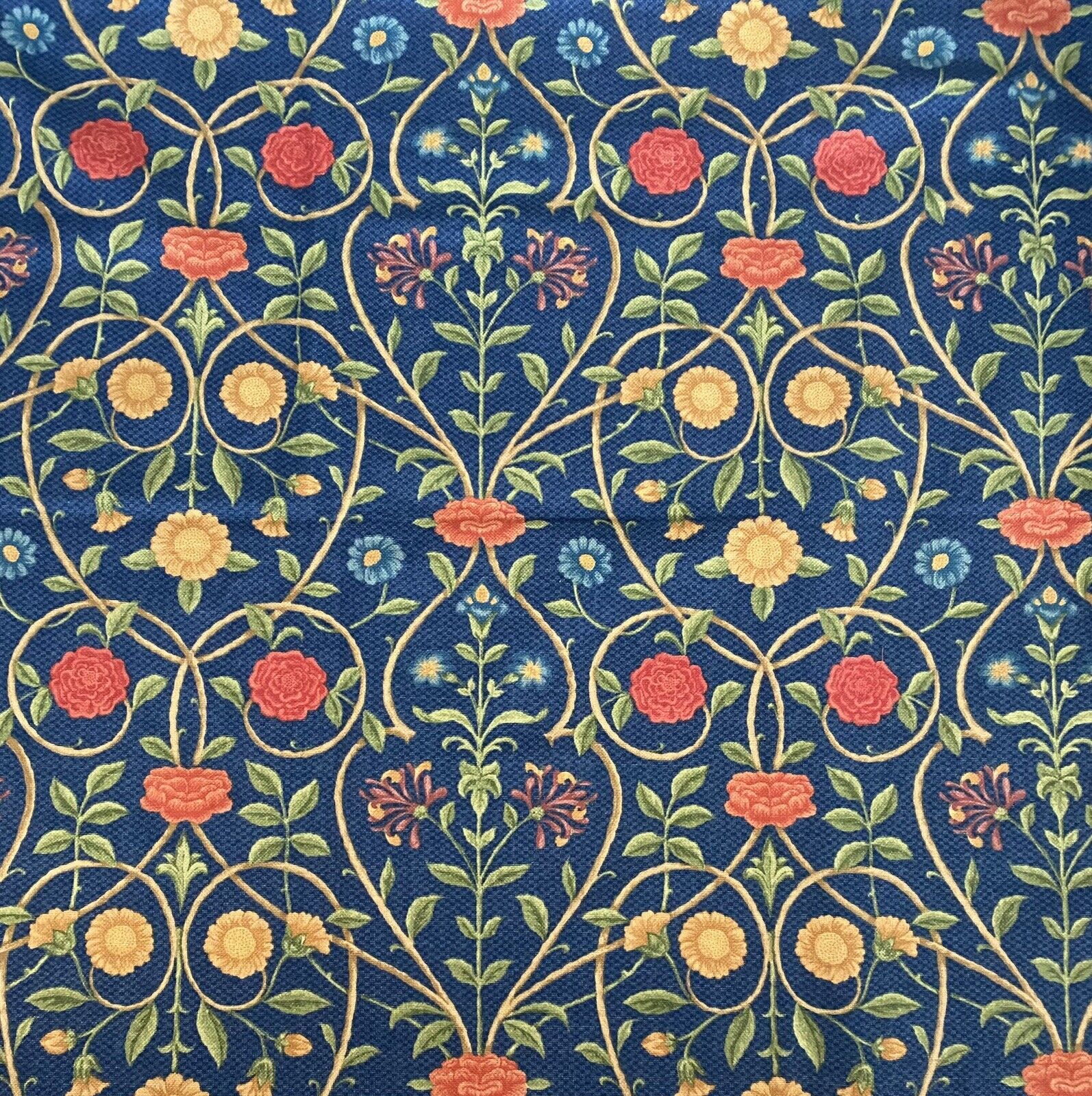 Rare Vintage LIBERTY OF LONDON DARLEY Furnishing Fabric Blue Red Yellow 2 metres