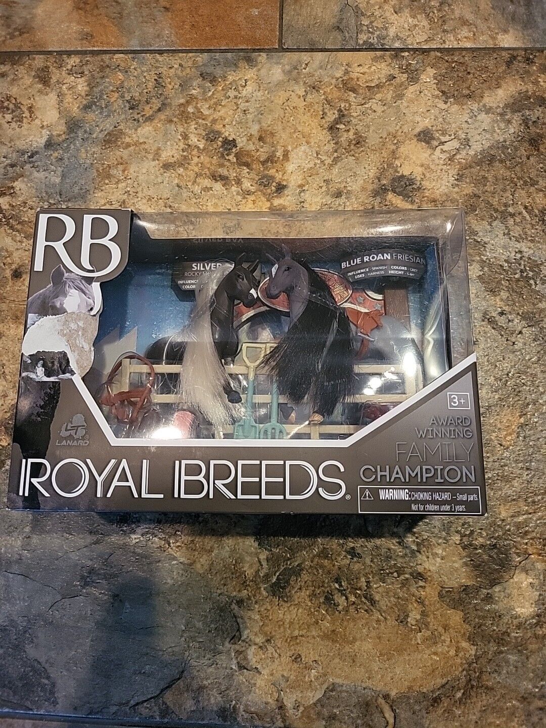 Lanard Royal Breeds Family Champion Silver Bay Blue Roan Friesian RB Horses Nib