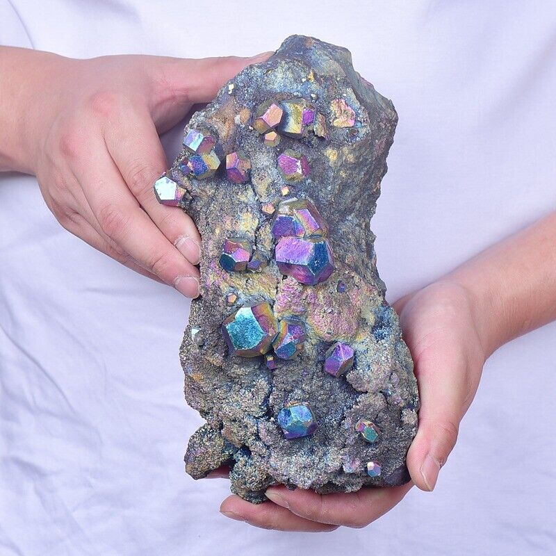 4.94LB Electroplated quartz Calcite mineral specimen for spiritual healing
