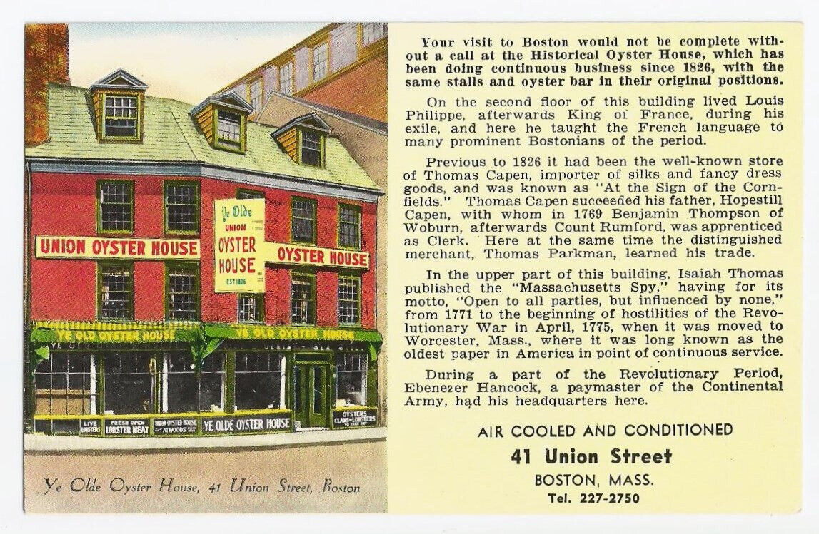 Boston MA Postcard Ye Olde Oyster House