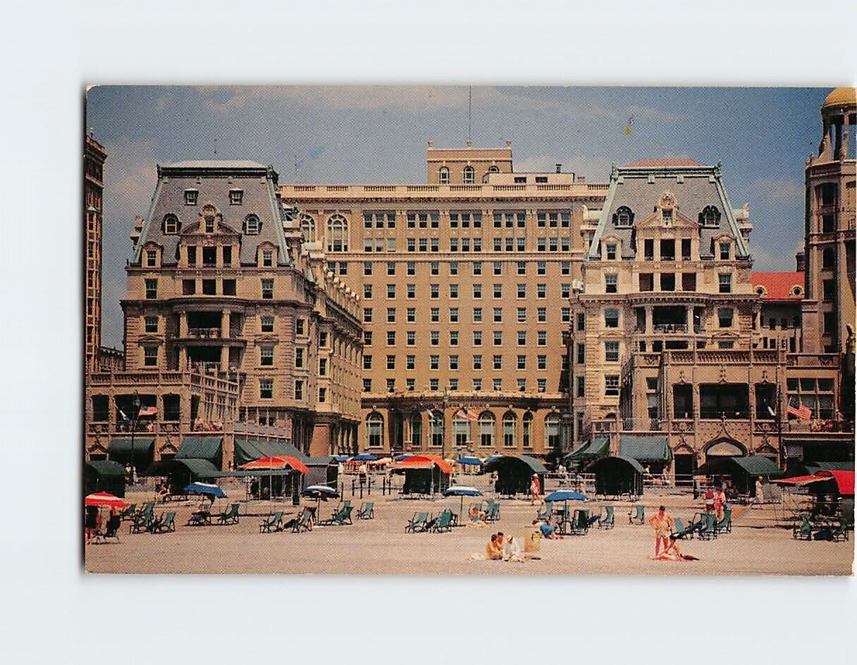 Postcard The Dennis Hotel viewed from the beach Atlantic City New Jersey USA