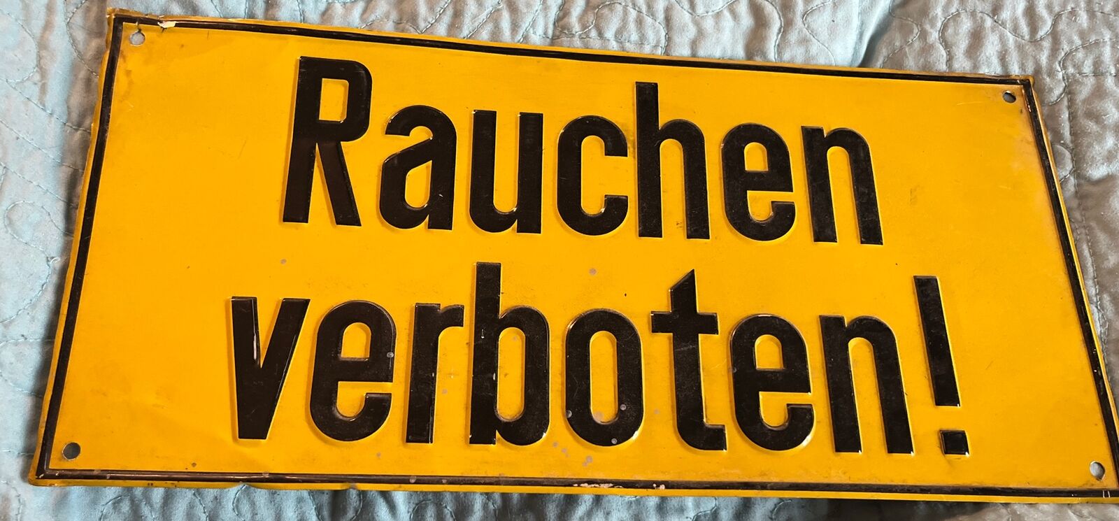 14” German Tin Sign Warning No Smoking Prohibited VTG RARE