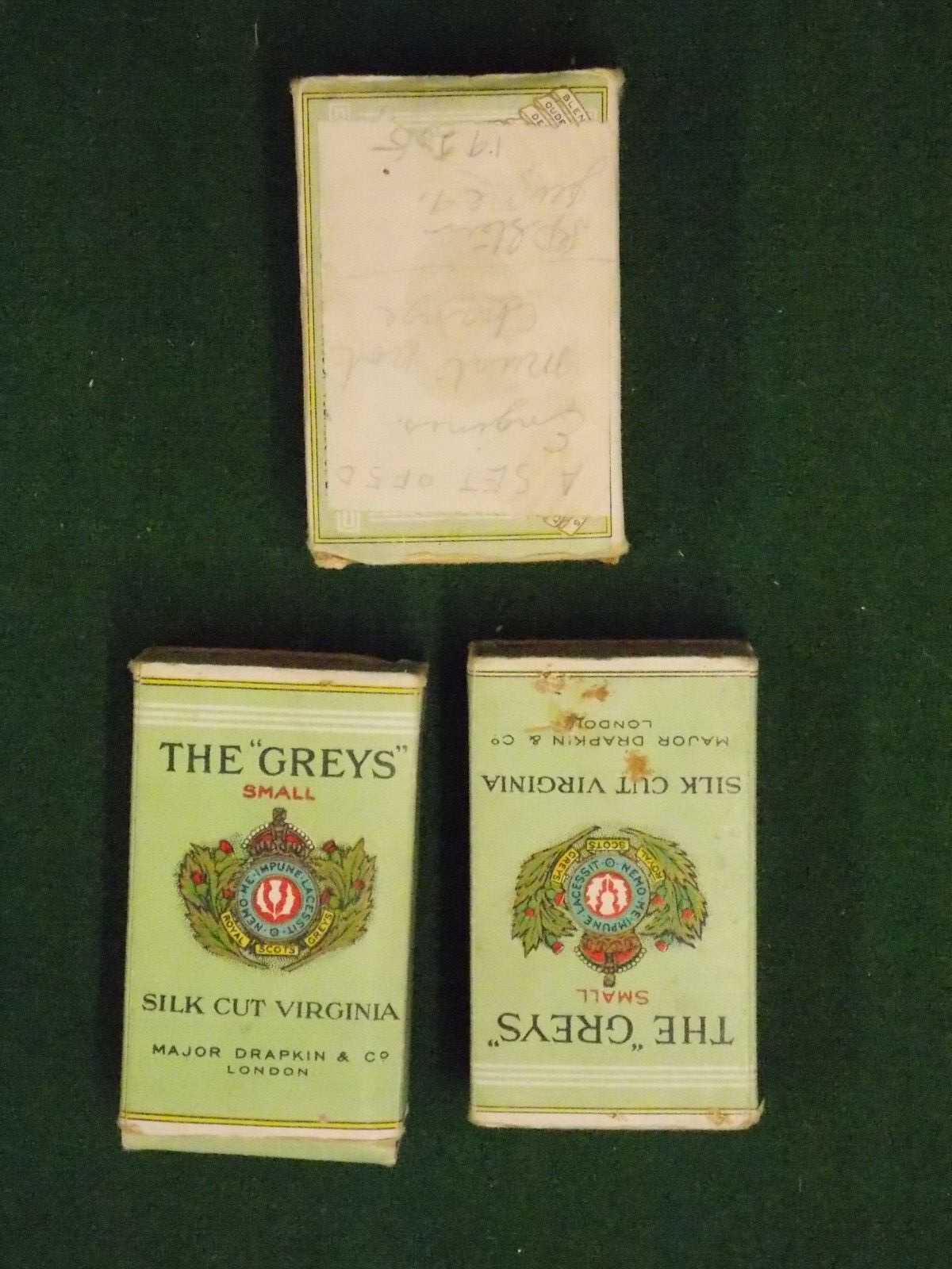 Vintage Major Drapkin The Greys Empty Cigarette Packets Box