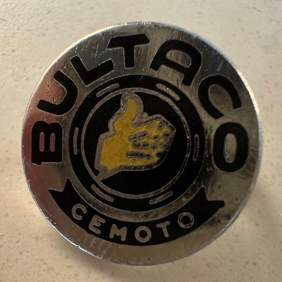 Vintage BULTACO CEMOTO Motor Cycle Enamel Pin Badge - RARE