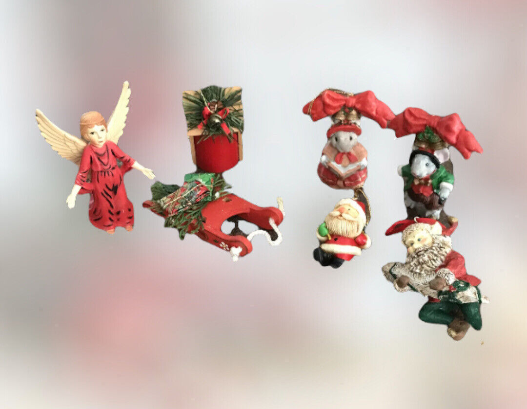 Cute Vintage Mixed Lot of 7 Christmas Ornaments