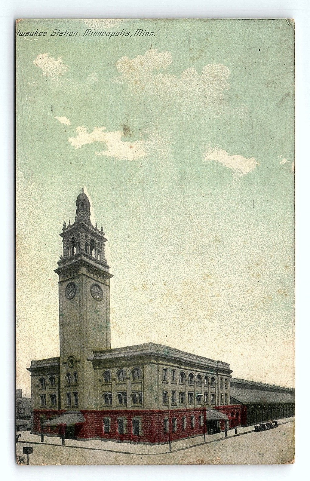 Waukee Station Railroad Train Minneapolis Minnesota MN Clock Tower VTG Postcard