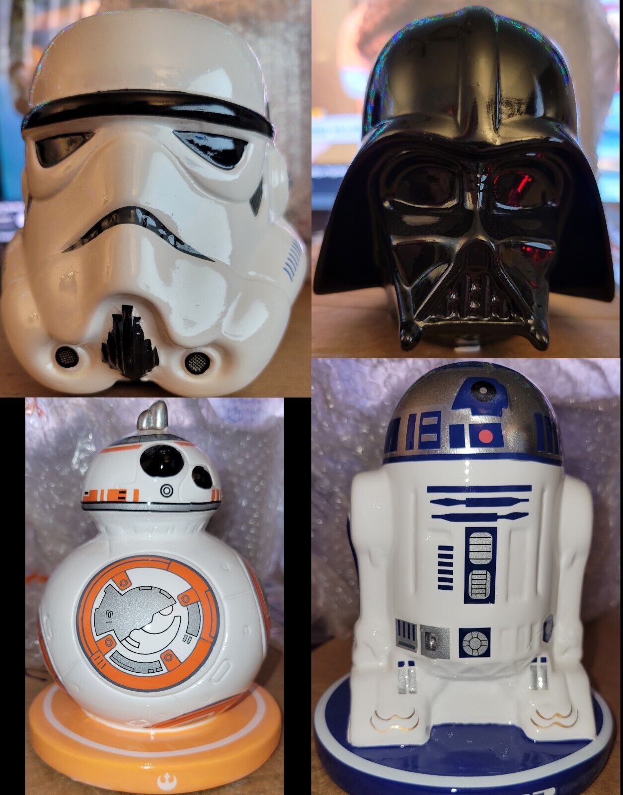 SET of FOUR Lucasfilms Disney License RARE Star Wars Ceramic Coin Banks NLA BNIB