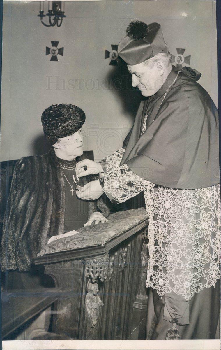 1945 Press Photo Boston MA Archbishop Cushing, Mrs John McCormack - rkf20557
