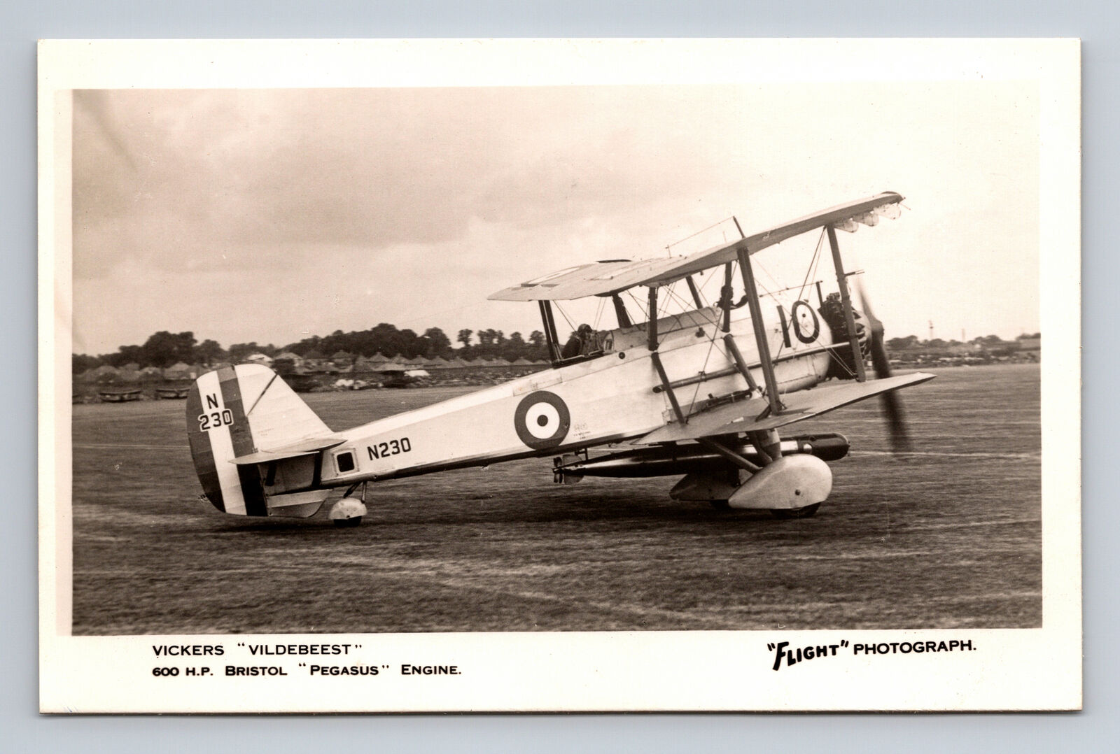 RPPC RAF Vickers Vildebeest Torpedo Bomber Biplane FLIGHT Photograph Postcard