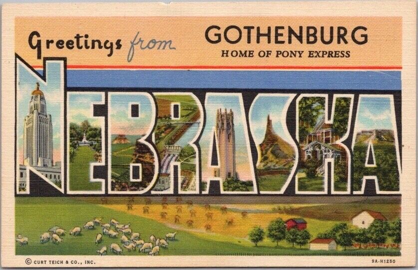 GOTHENBURG, Nebraska Large Letter Postcard \
