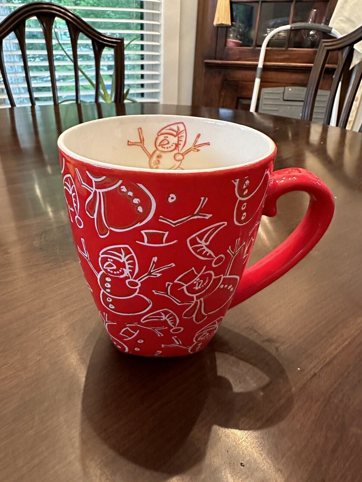 2001 Starbucks Barista Snowman Christmas Red Coffee Mug Great Condition