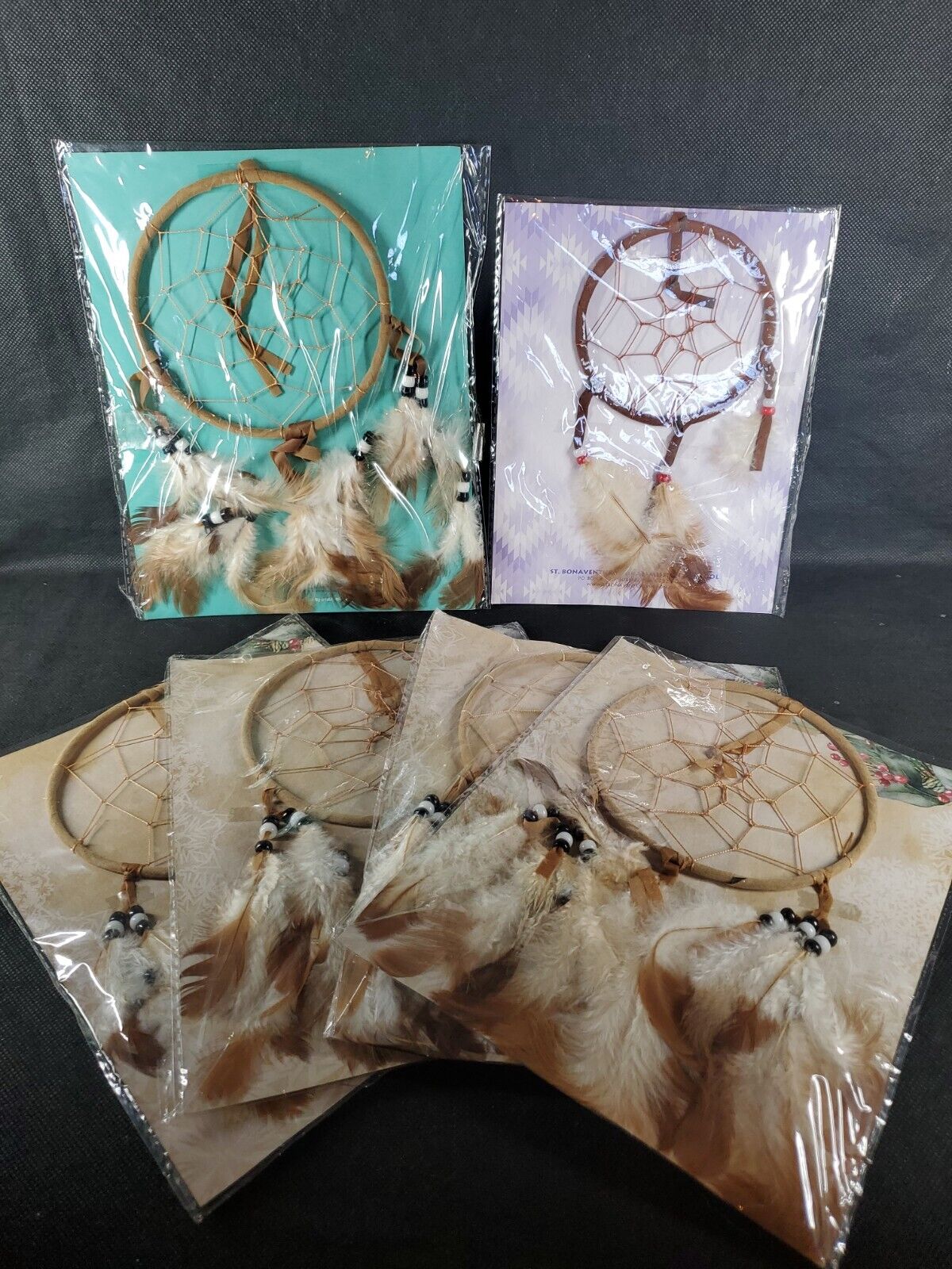 Indian Dream Catcher Small Feather Brown White NEW St Bonaventure Huge Lot