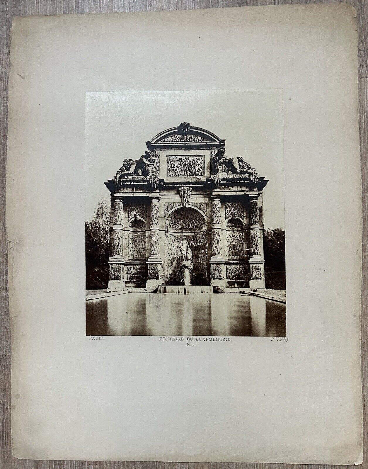 BALDUS EDOUARD FONTAINE DU LUXEMBOURG PARIS ORIGINAL PHOTOGRAPH