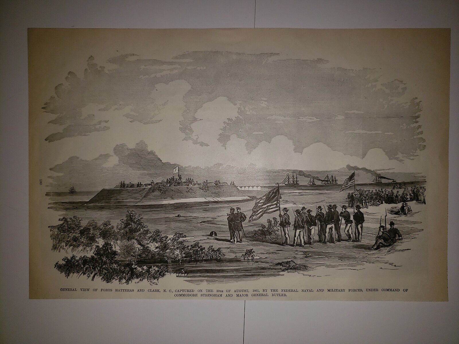 Fort Hatteras Fort Clark Commodore Stringham NC Civil War 1896 Sketch