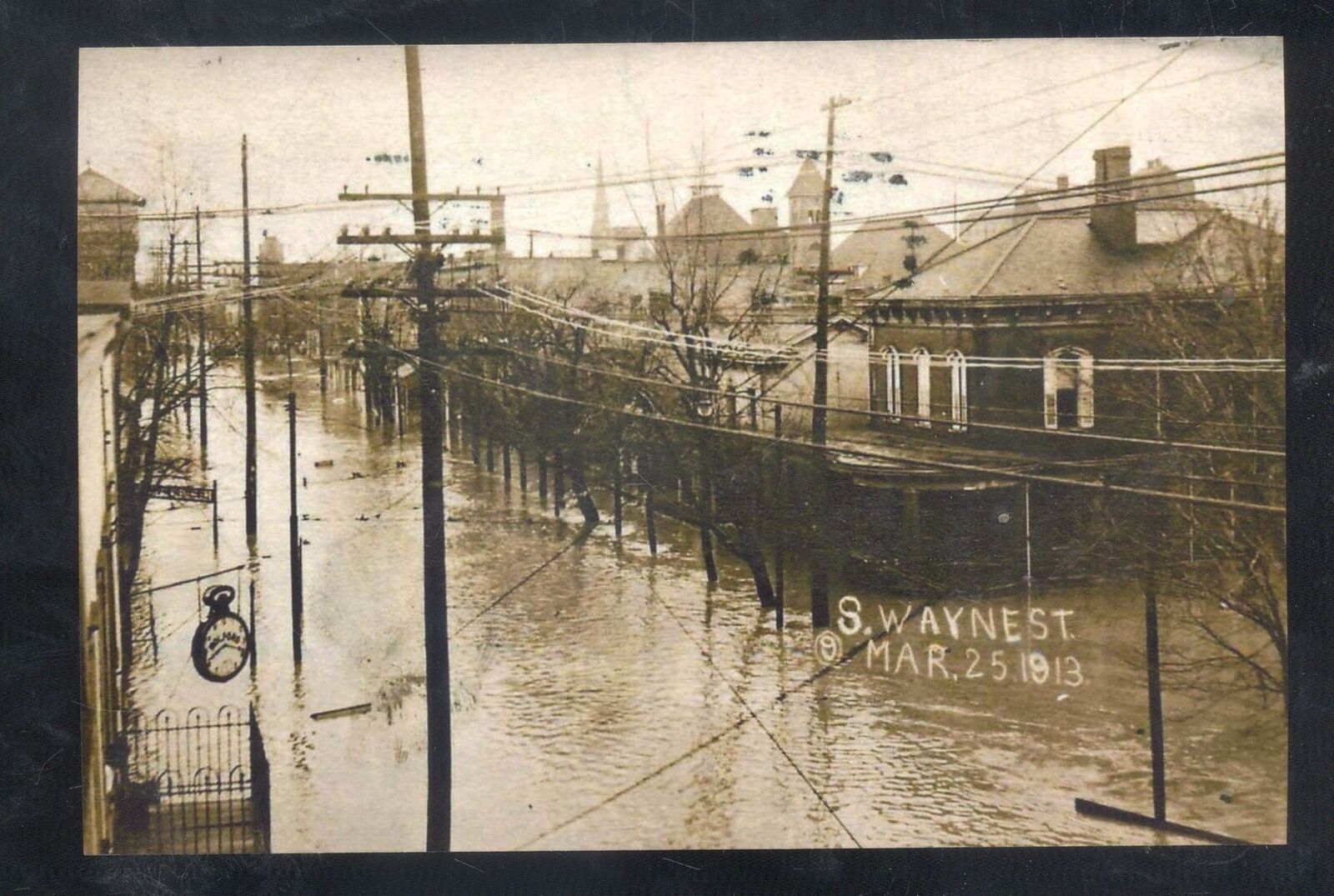 REAL PHOTO MILLERSBURG OHIO 1913 FLOOD DOWNTOWN DISASTER POSTCARD COPY