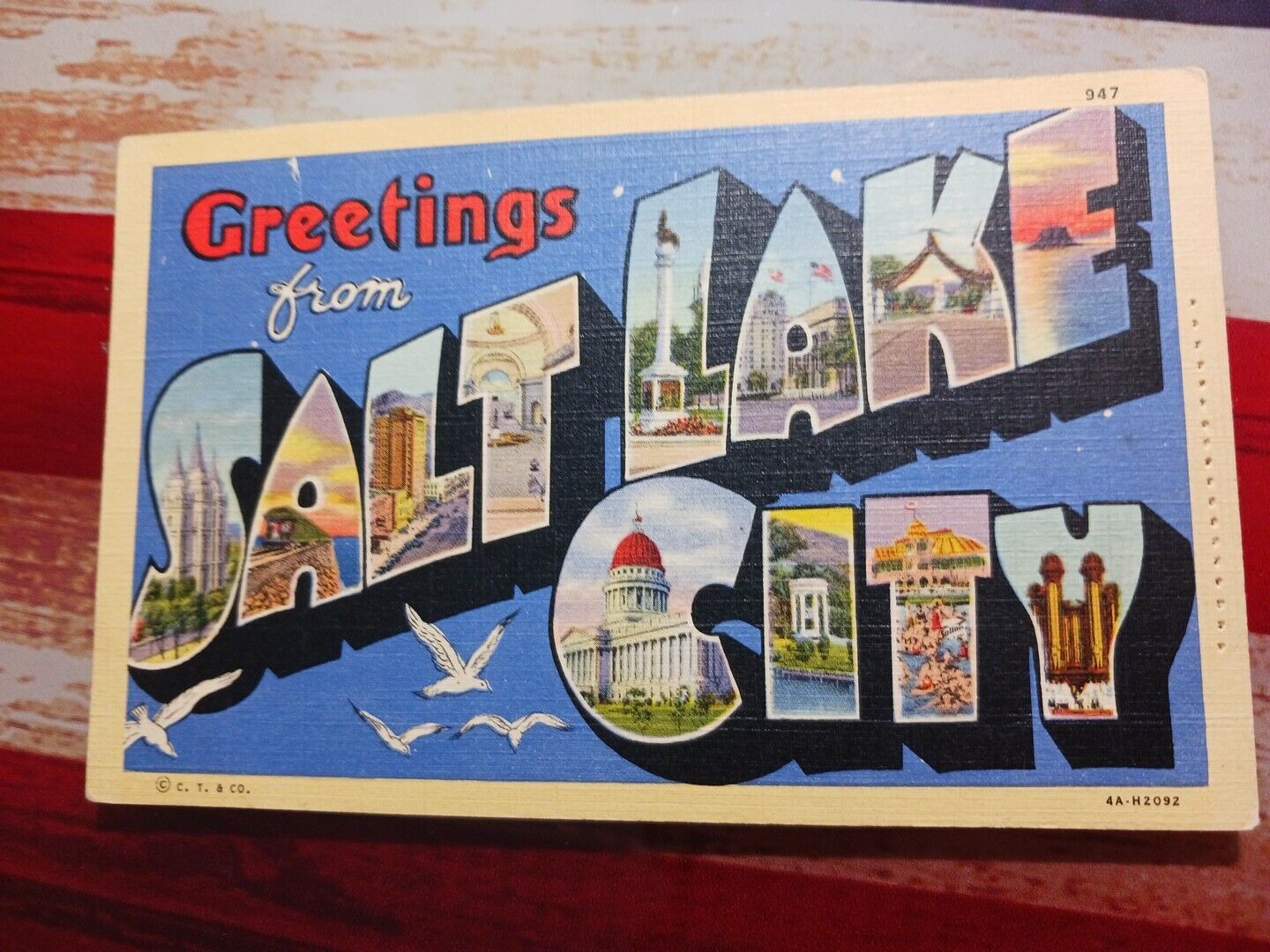 a Vintage 1940s UTAH postcard Large Letter Greeting Salt Lake City Famous Scenes