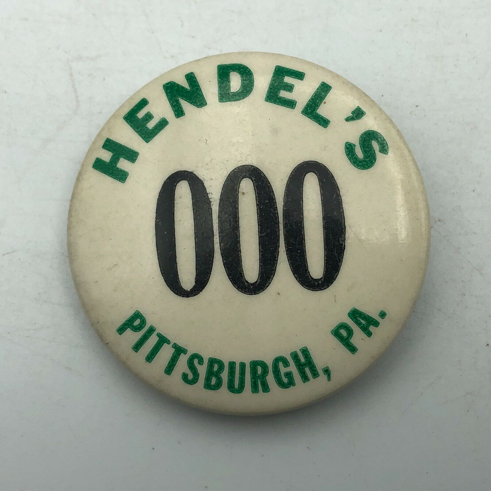 Rare Vintage Hendel\'s Pittsburgh Skinny Building Employee ID Badge Pinback   D1 