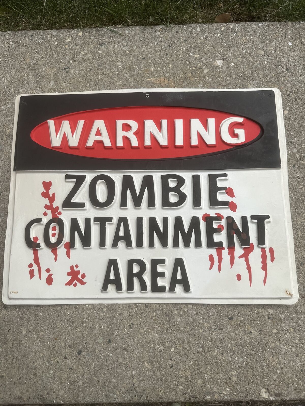 Zombie Containment Area Warning Halloween Sign