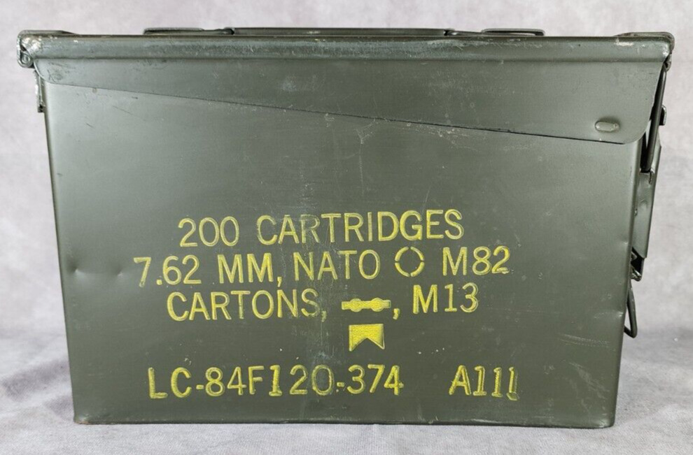 Vintage Military EMPTY 200 Cartridges. 7.62 MM-M82 M13 Carton NATO AMMO Box