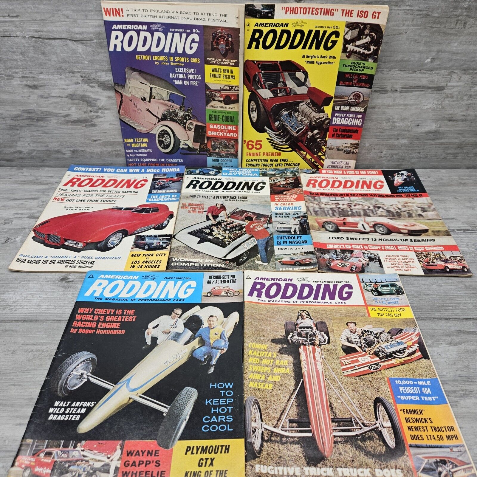 AMERICAN RODDING Magazine Lot (7) Vtg 1960s Hot Rat Rod Drag Racing Daytona More