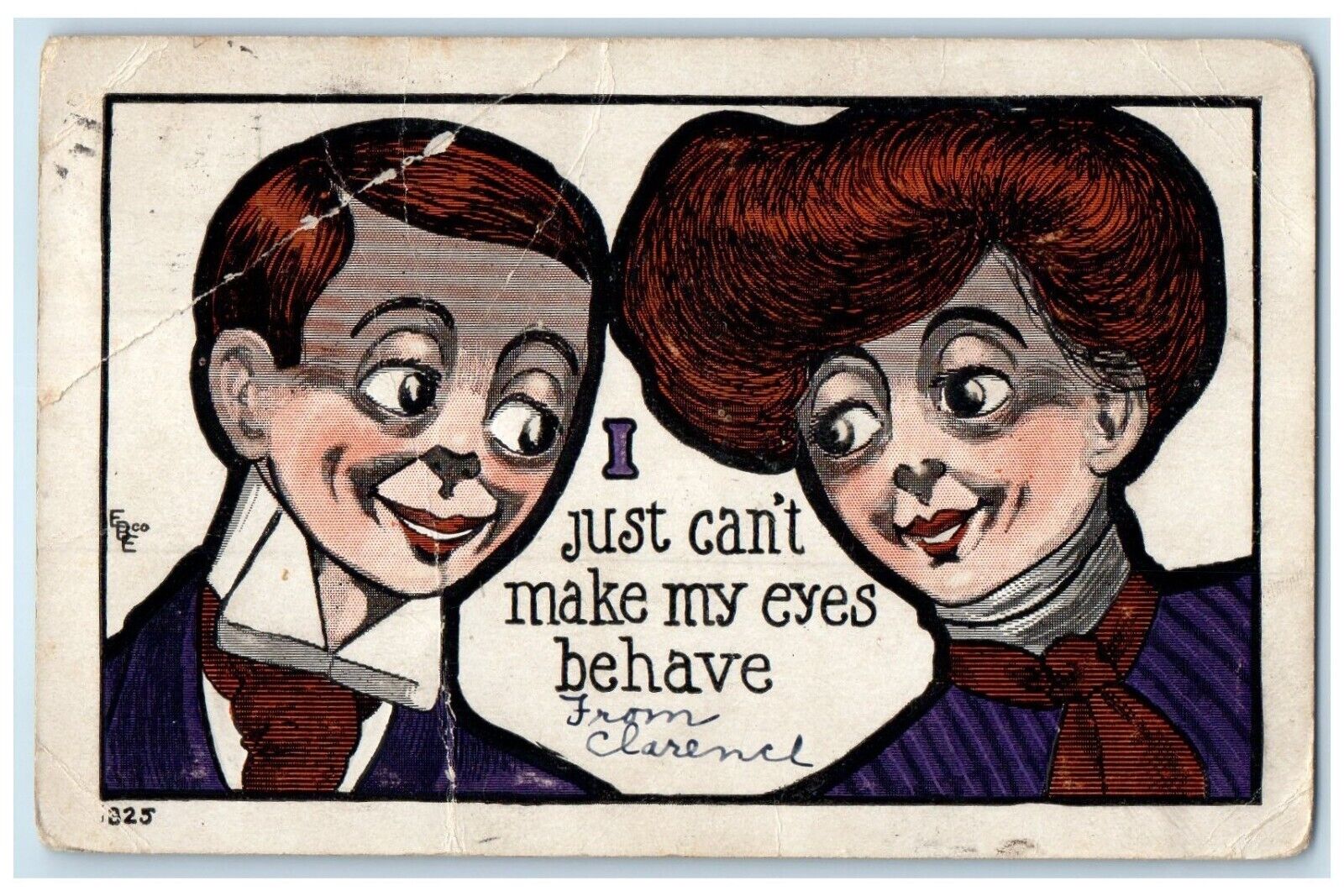 1907 Couple Romance I Just Can\'t Make My Eyes Behave Webster SD Antique Postcard