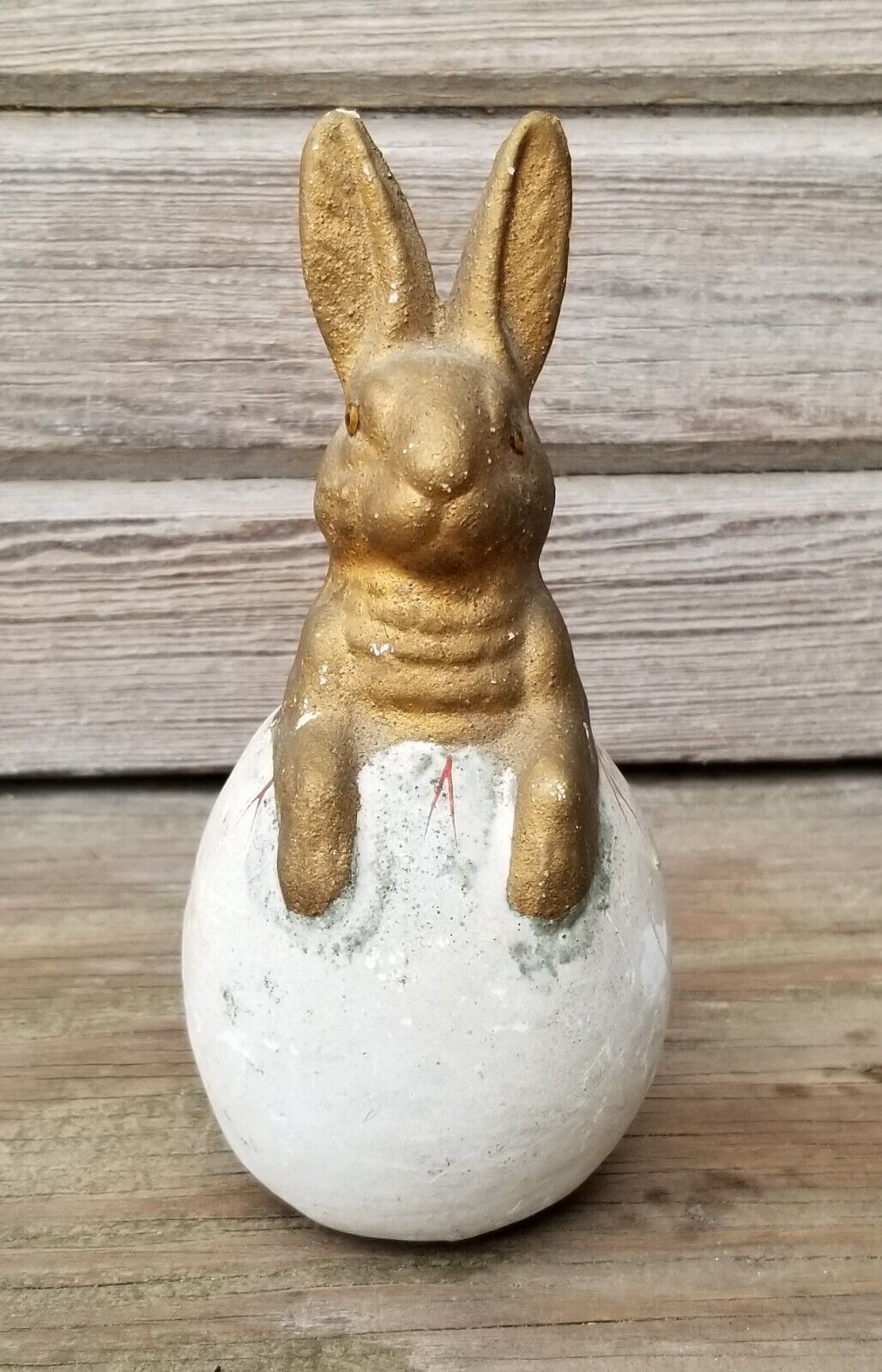 Antique Vintage Rabbit In Egg Germany Easter Composition Candy Container 5\