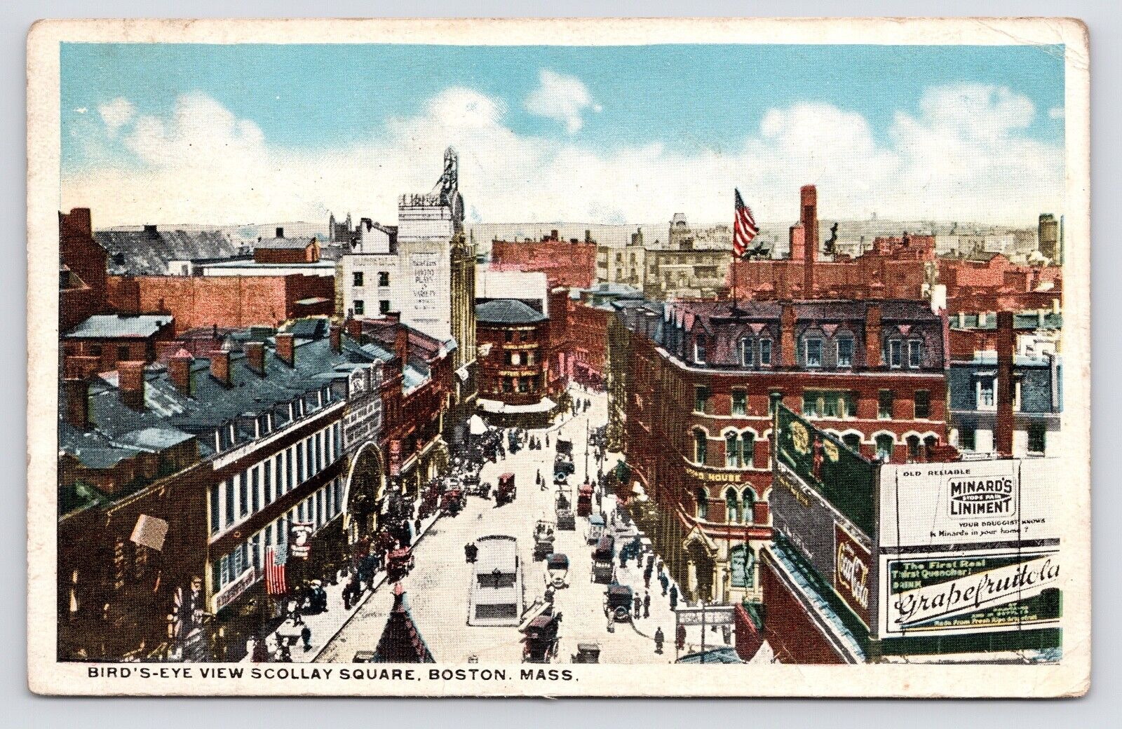 1920s~Boston Mas MA~Scollay Square~Bird\'s Eye View~Coca-Cola~Antique Postcard