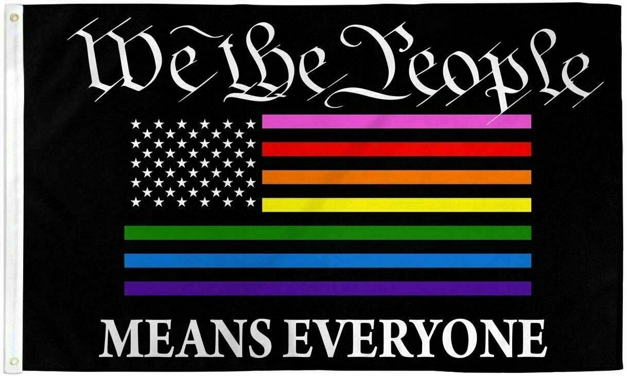 3x5FT Flag We The People Means Everyone Pride LGBT Constitution Equality Love