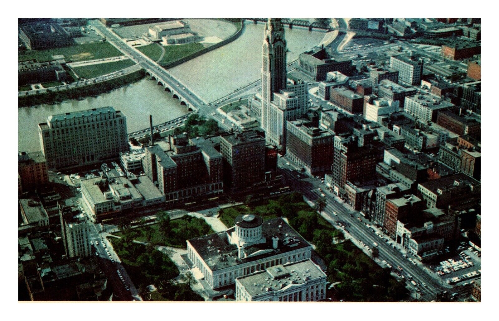 Columbus Ohio Capitol Square Aerial View Vintage Postcard 
