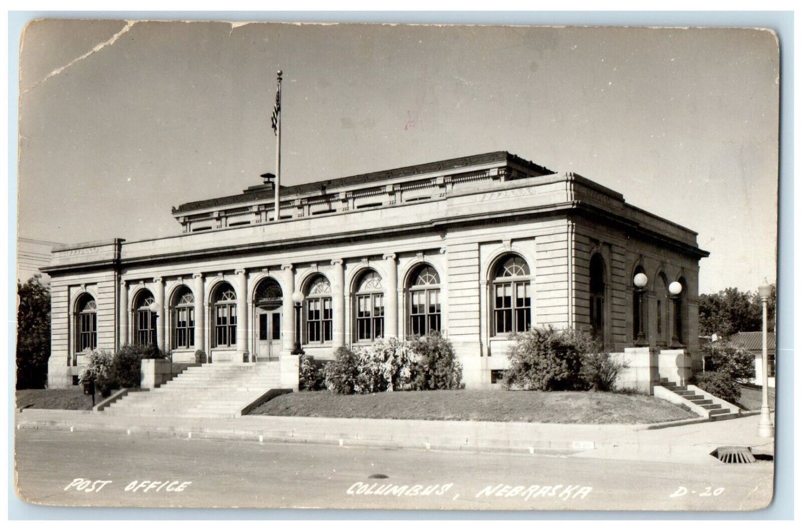 1948 Post Office Building Columbus Nebraska NE RPPC Photo Vintage Postcard