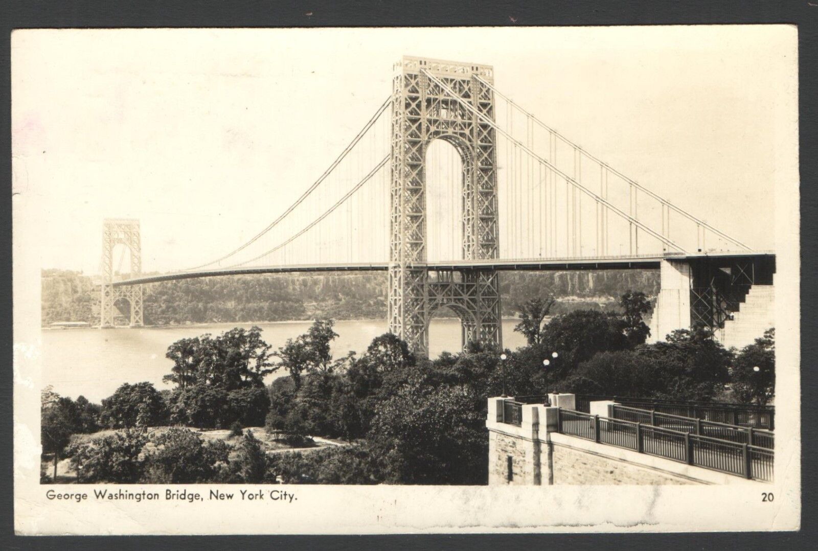 VINTAGE 1946 RPPC Postcard George Washington Bridge, New York City, New York #20