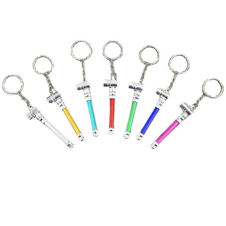 9pcs Metal Pipes Keychain Smoking Pipe Key Ring Tobacco Mini Pipe Gifts