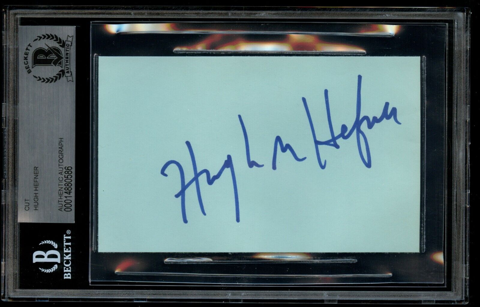 Hugh Hefner d2017 signed autograph auto 3x5 cut Founder of Playboy Magazine BAS