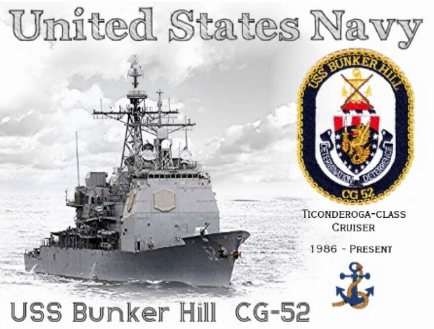 USS BUNKER HILL CG-52  CRUISER   -  Postcard