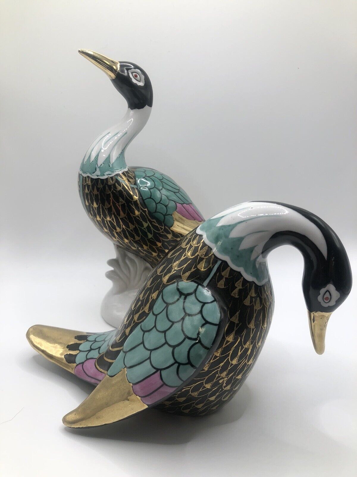 Vtg H.F.P. MACAU Supervision TOYO Porcelain Duck Goose Hand Painted RARE 5” Tall