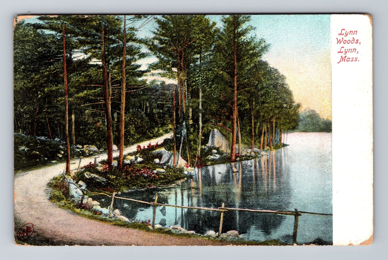 Lynn MA-Massachusetts, Scenic Views Lynn Woods, Antique Vintage c1909 Postcard