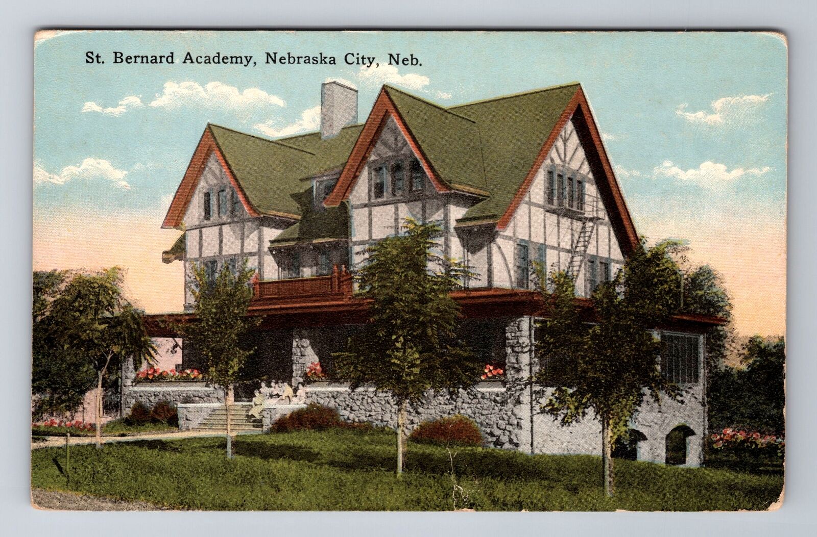 Nebraska City NE-Nebraska, St Bernard Academy, Antique Vintage Souvenir Postcard