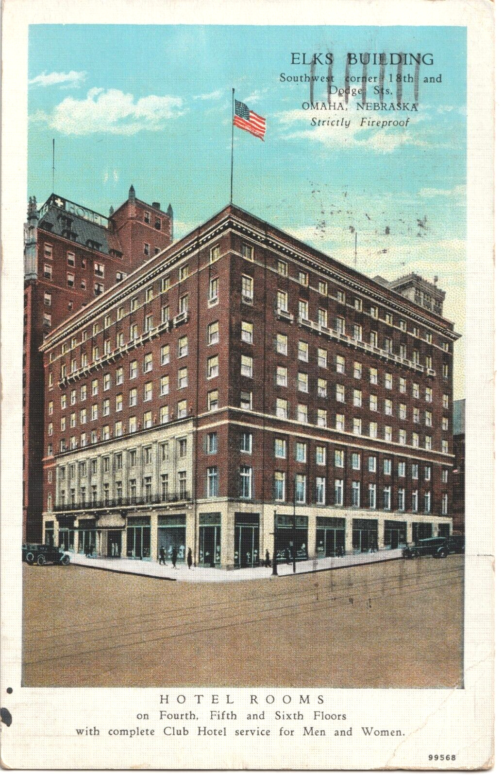 Elks Building Hotel-18th and Dodge Streets-Omaha, Nebraska NE-antique 1935 pm
