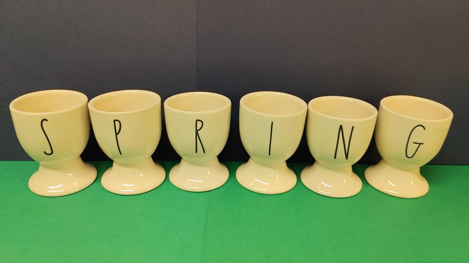 Rae Dunn SPRING Egg Cups Set of 6 Ceramic Spring Easter Home Decor 