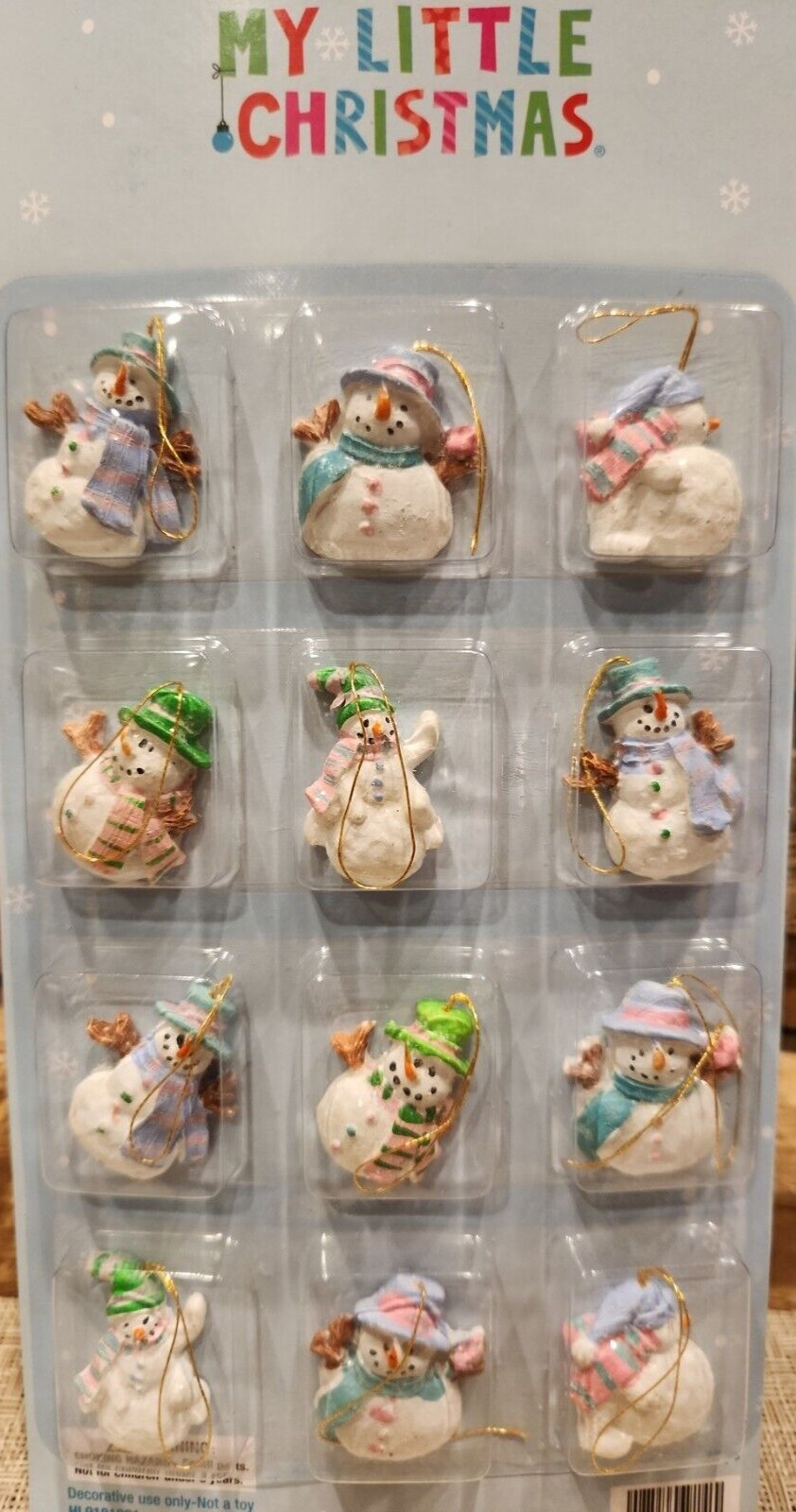 NEW Set Of 12 CUTE Snowman Snowmen Mini Christmas Tree Ornaments 1.25