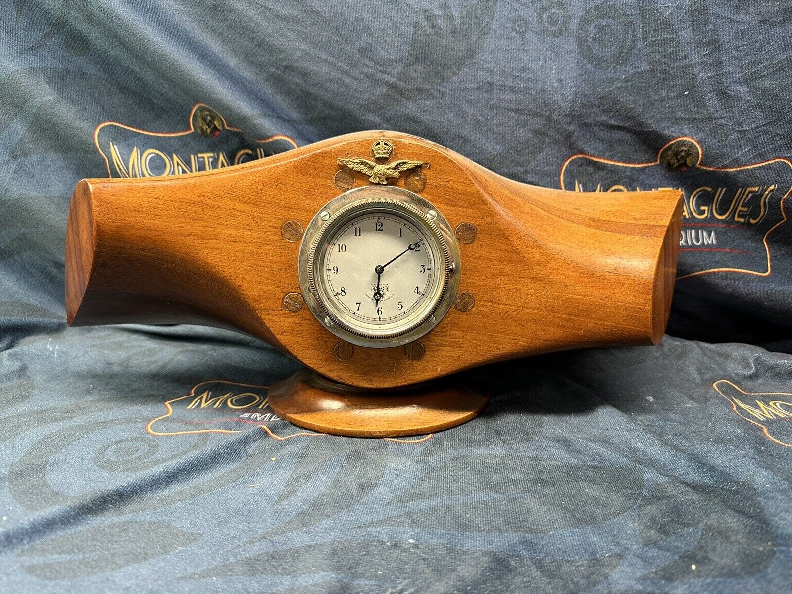 WW2 RAF Kc Wooden Propeller Presentation Clock Working Nice