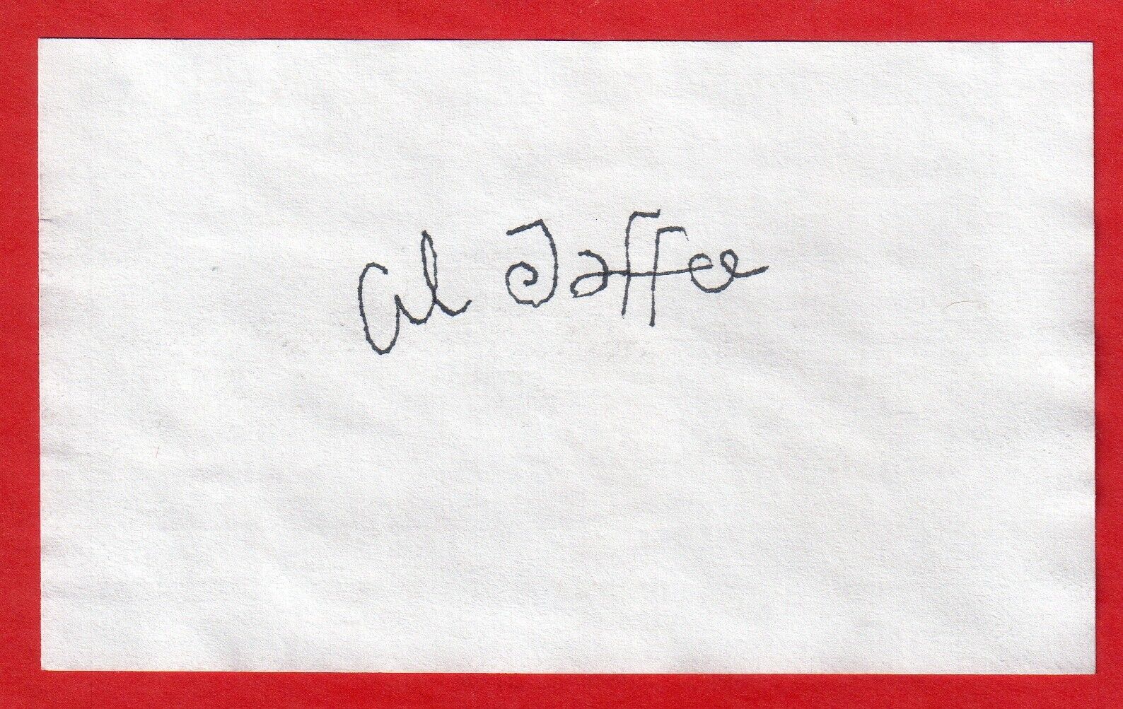 AL JAFFEE Signed 3x5 Index Card - Mad Magazine Cartoonist Autograph